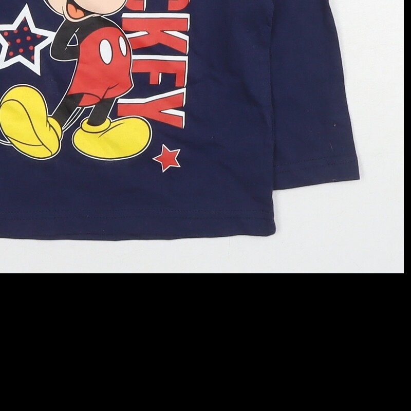 Disney Boys Blue Cotton Basic T-Shirt Size 18-24 Months Round Neck Pullover - Mi