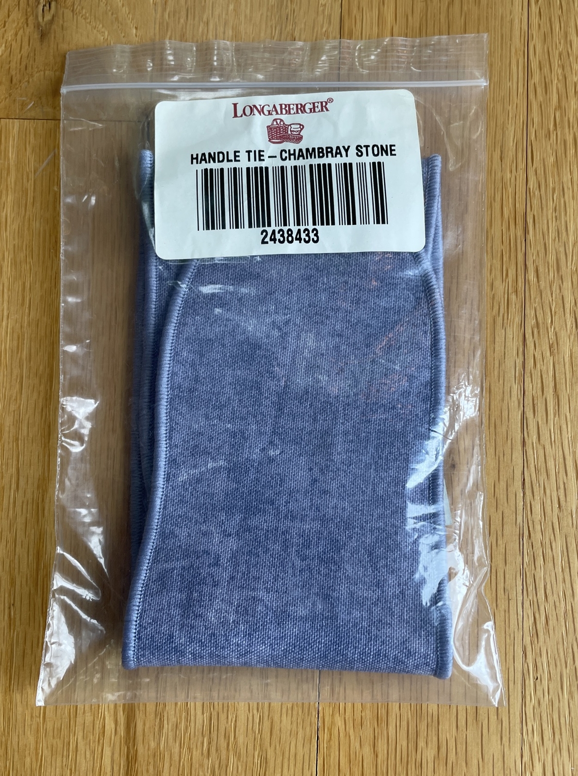 Longaberger Handle Tie Chambray Stone 2438433 NEW