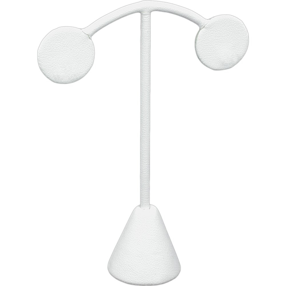 White Faux Leather Earring Jewelry Display Stand 3 3/8" x 4 1/2"