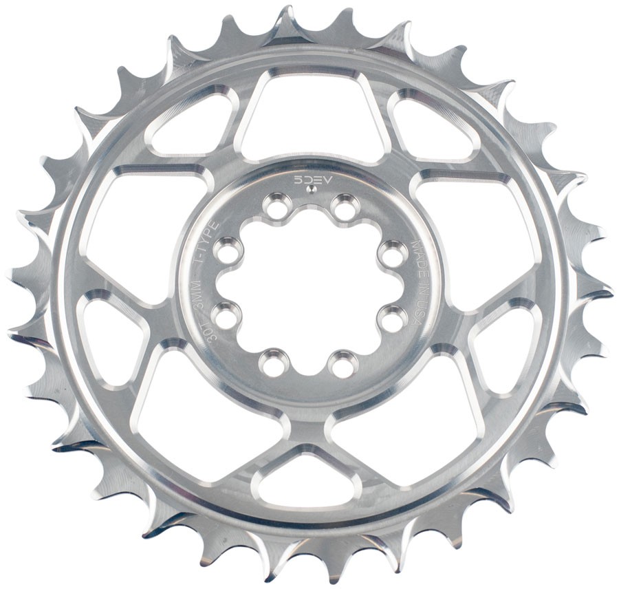 32T Machined T-Type 8-Bolt Chainring - 7075 Aluminum, 55mm Chainline, Black
