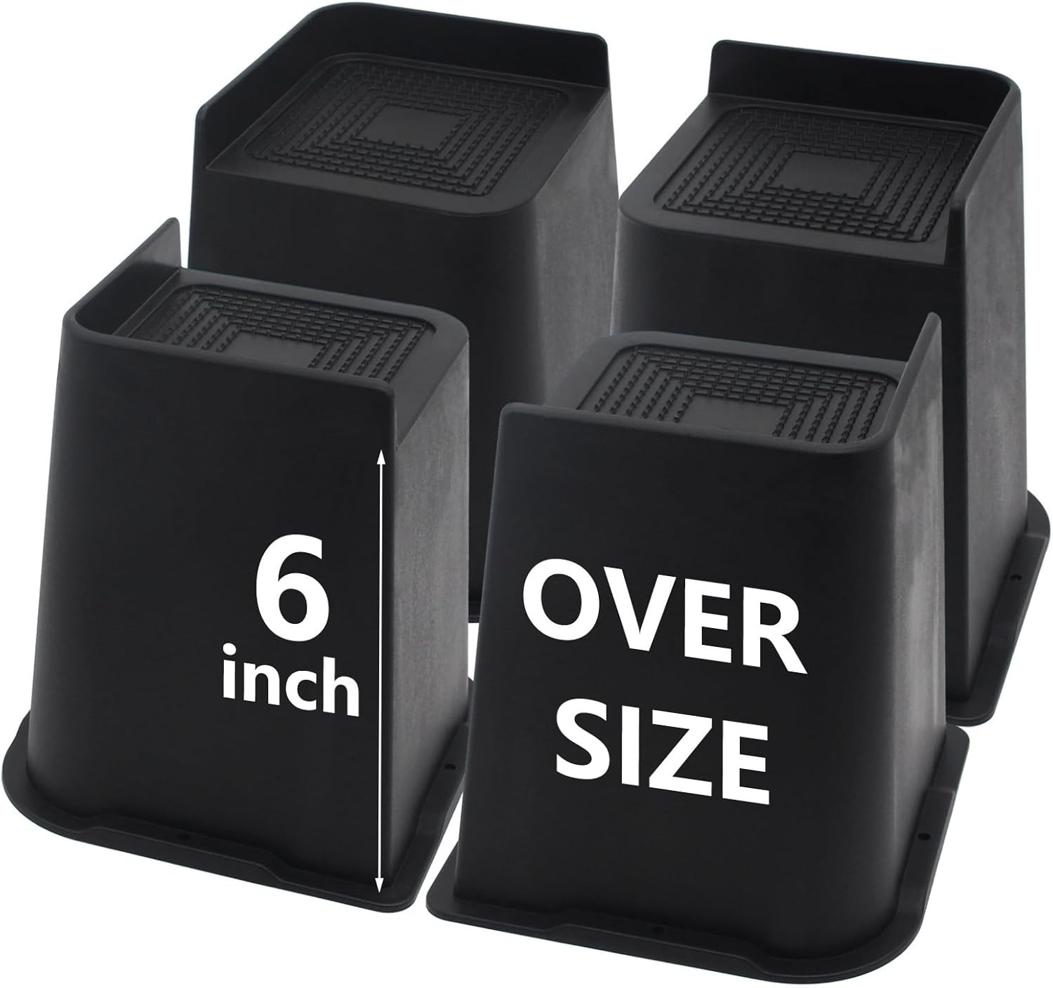 4 Pack Oversized Bed Risers 6 inch Heavy Duty, Furniture Risers, Black Bed Li...