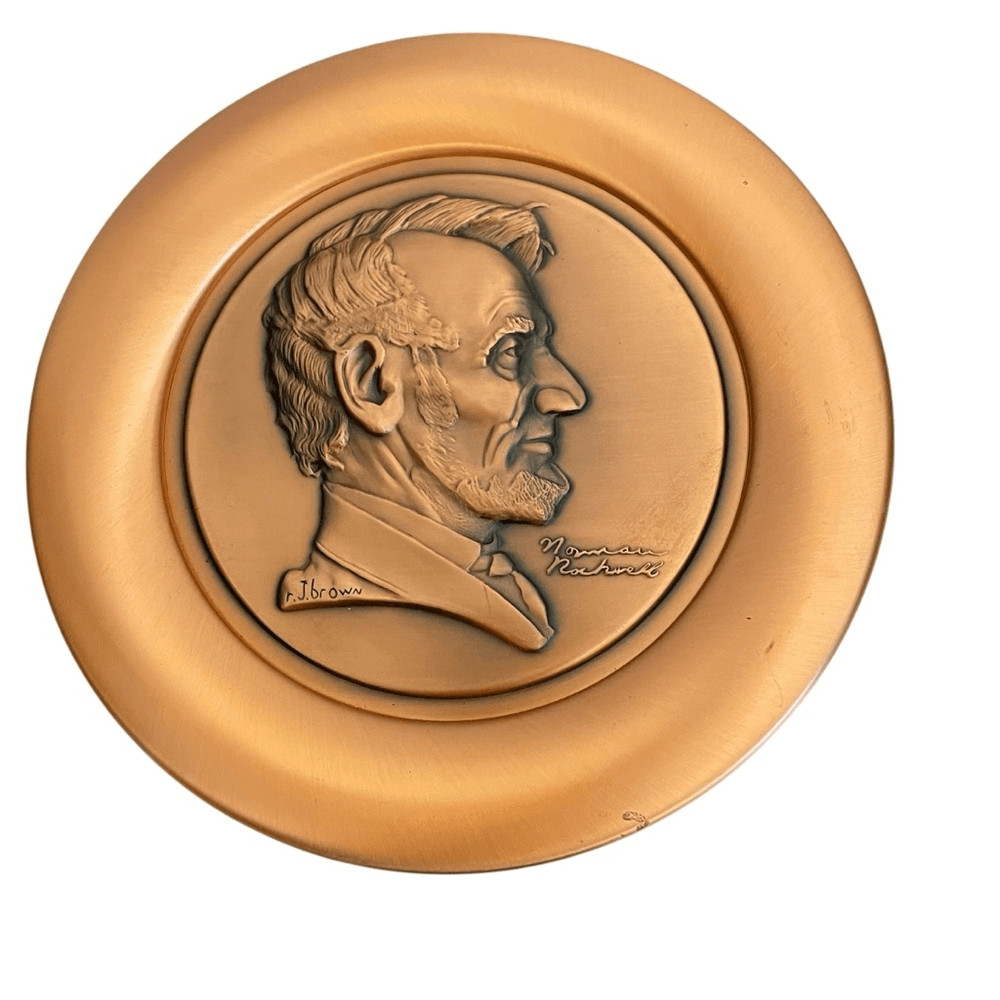 Norman Rockwell Copper Collectors Plate 8" Lincoln 3270