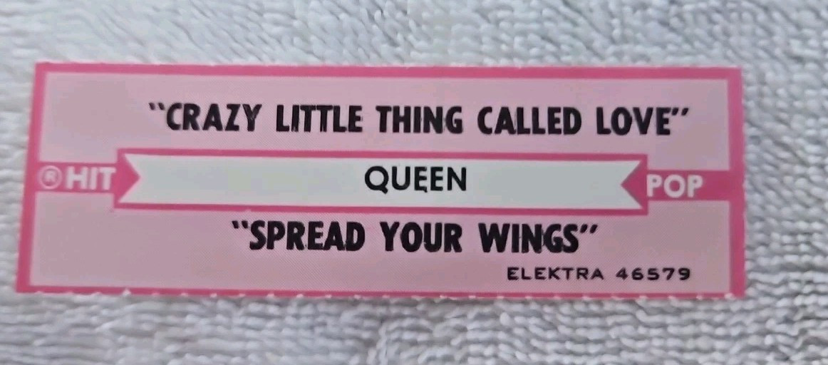 VTG Jukebox Title Strip QUEEN~Crazy Little Thing Called Love & Spread Your Wings