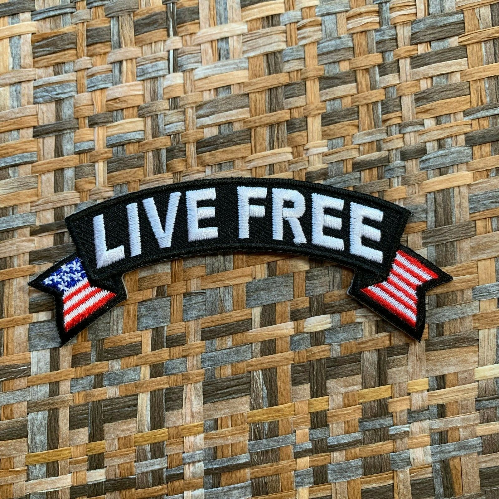 Live Free Small American Flag Rocker Patch