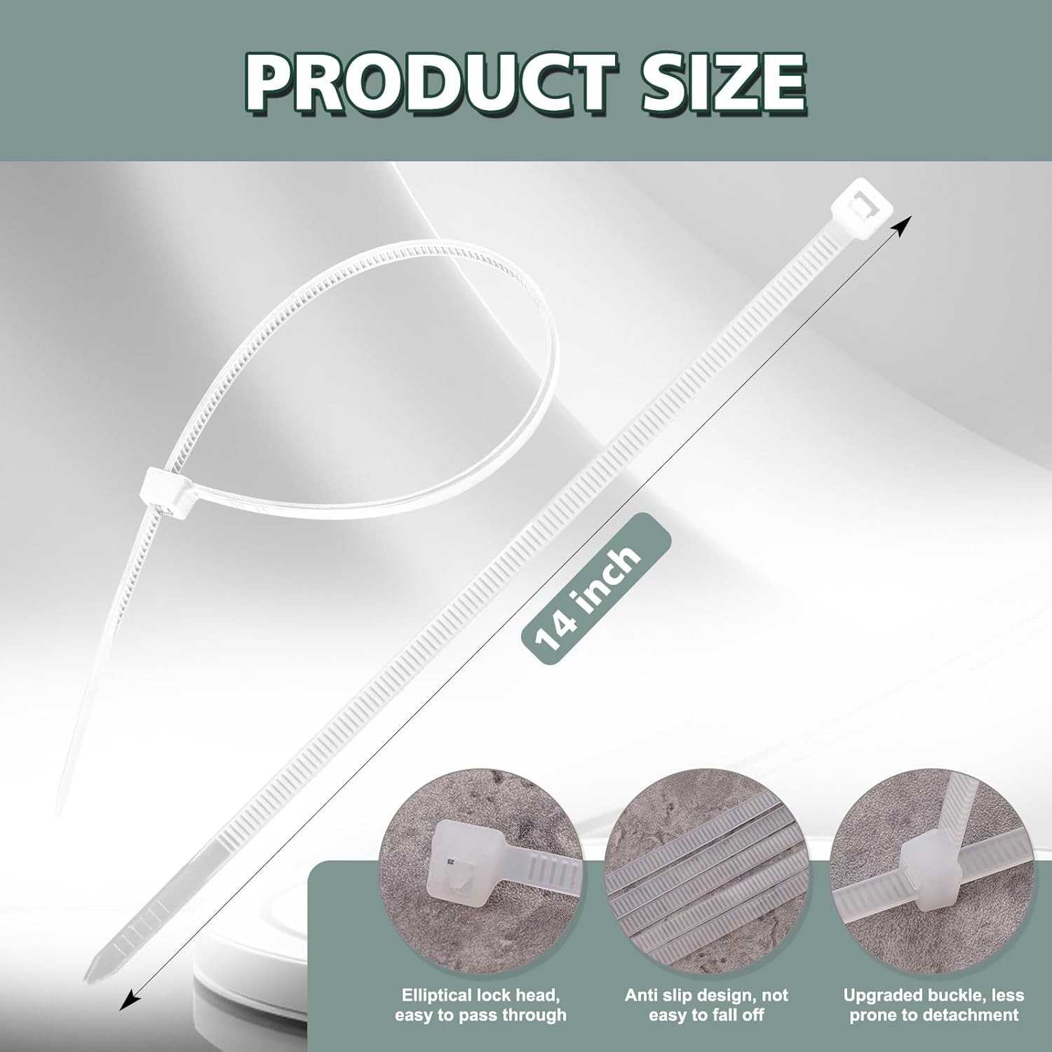 Clear Heavy Duty Zip Ties 14" 100 Pack 60lb