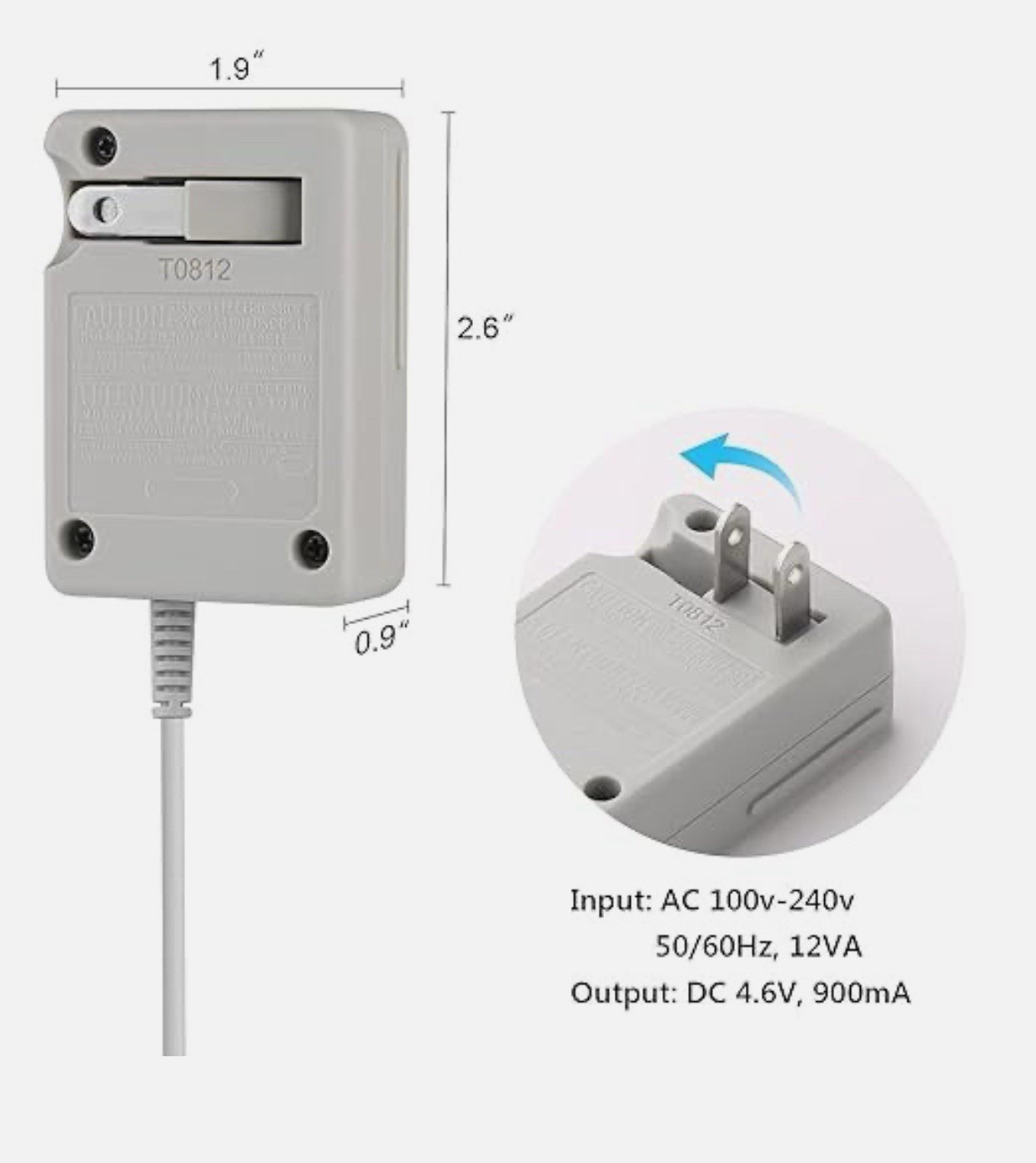 Cable Cargador de Pared Compatible con Nintendo DSi 2DS 3DS DSi XL