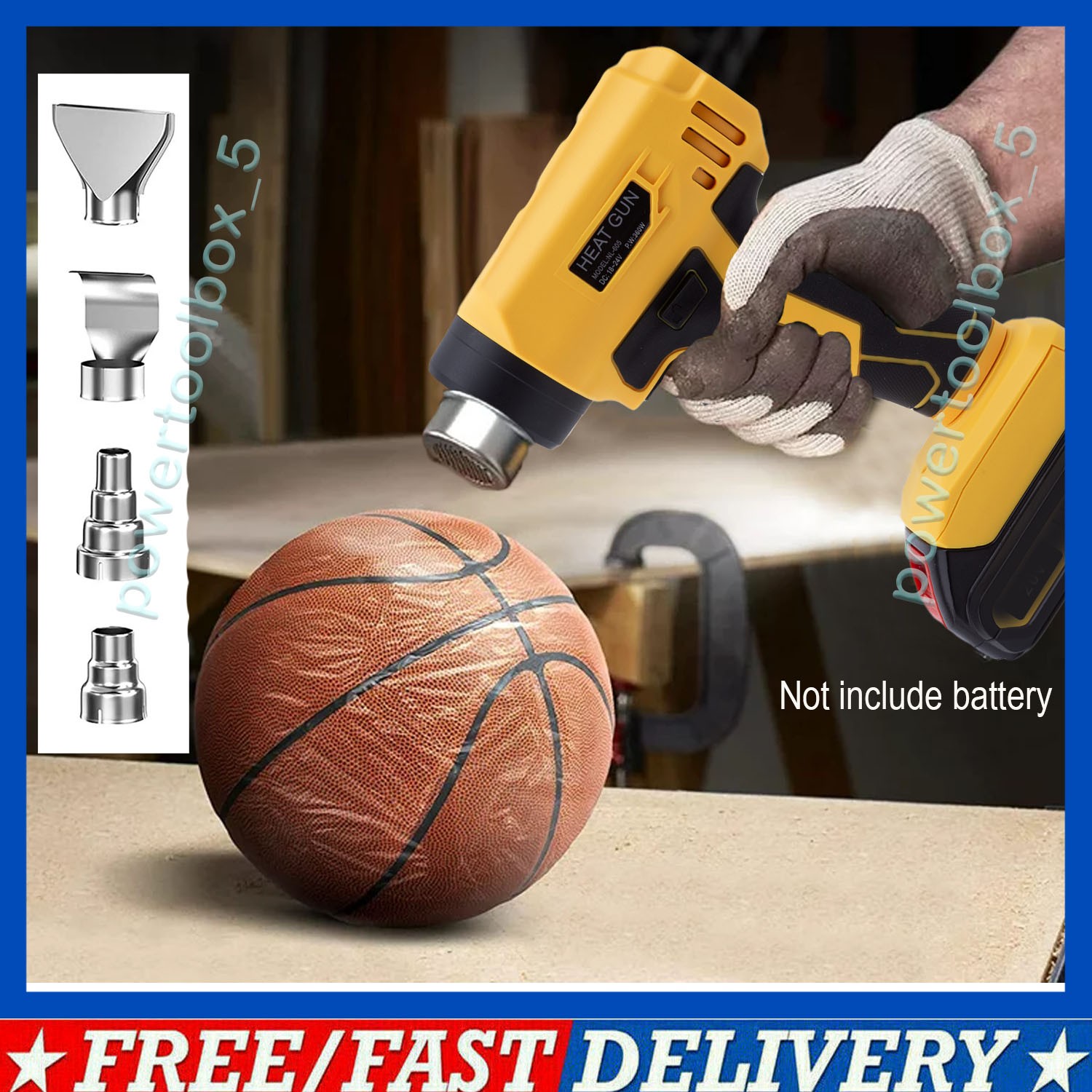 Cordless Heat Gun for Dewalt 20v Battery Soldering Hot Air Gun with 4 Nozzles