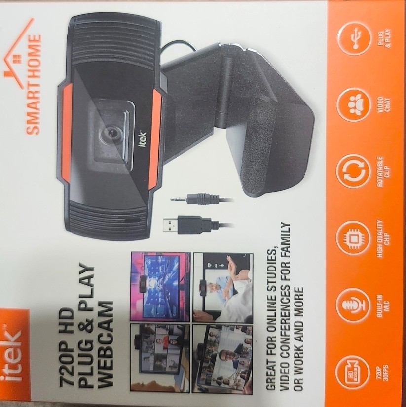 iTek Smart Home HD 720P Plug and Play Webcam w/ Built-in Microphone - 30fps