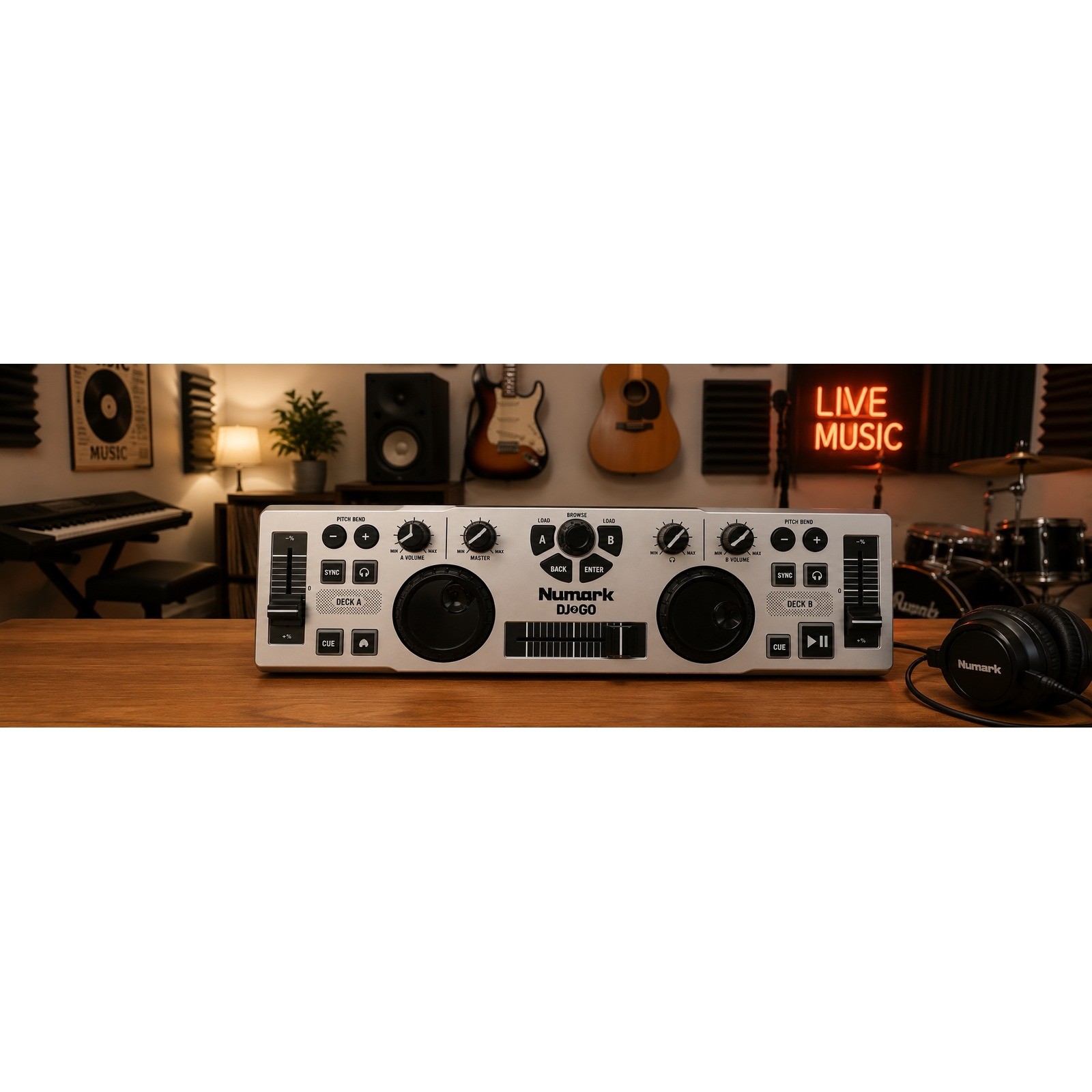 Numark DJ2GO Ultra-Portable USB DJ Controller Silver Black 2-Channel DJ2GO
