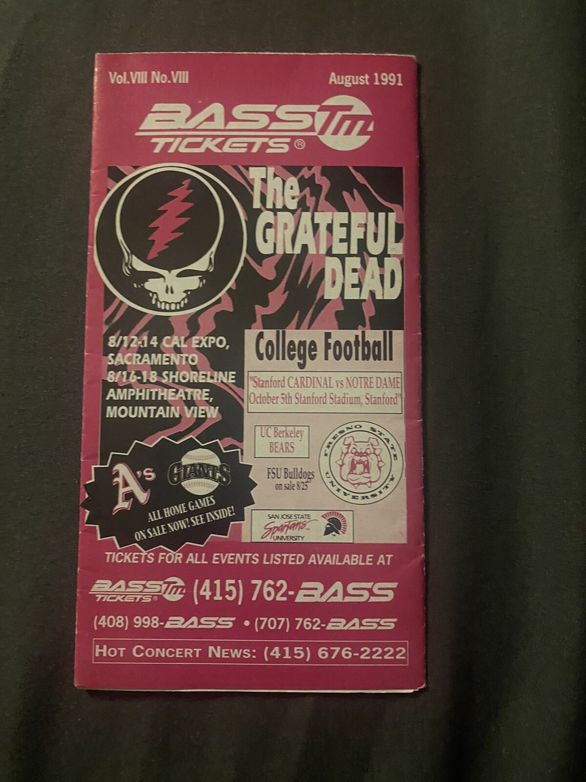 Rare 1991 Grateful Dead Plus Many More Concert Schedule Flyer.