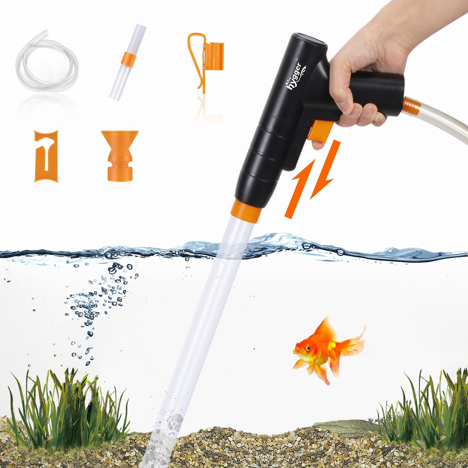 hygger Aquarium Gravel Cleaner & Water Change Kit w/ Water Hose Controller Clamp
