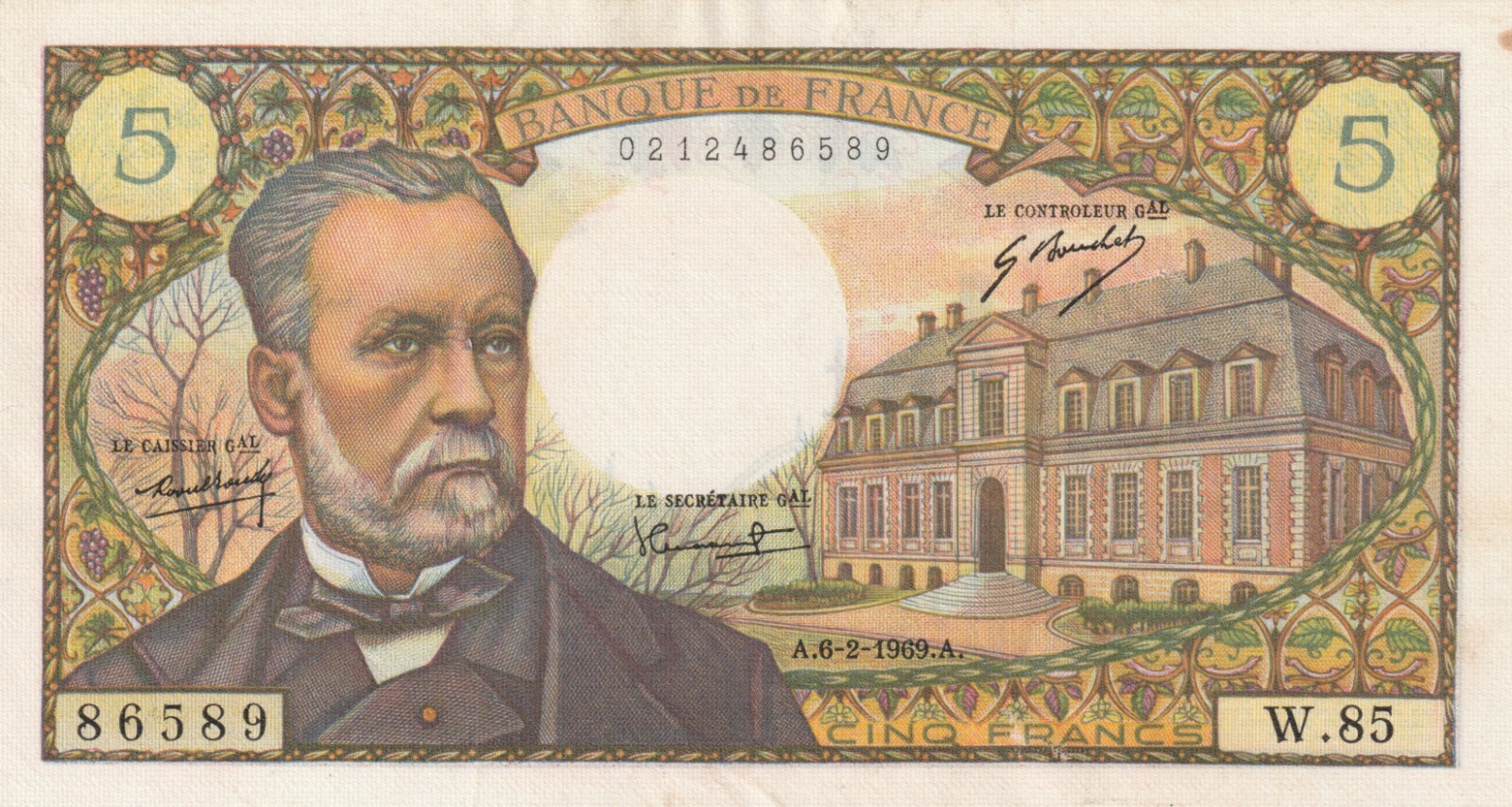 France 1969 5 Francs Circulated Banknote Pick 146b
