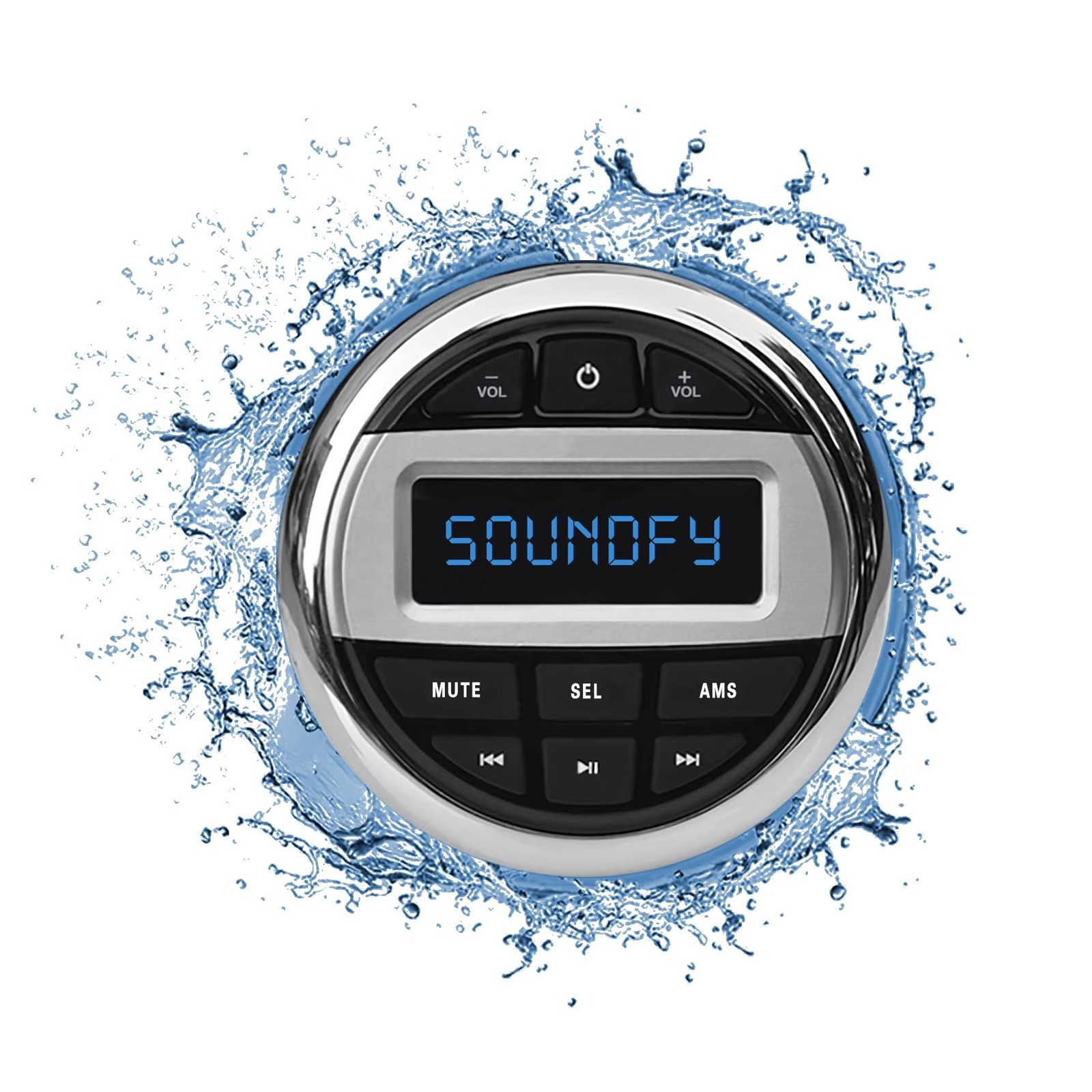 Soundfy Marine Gauge Stereo Receiver, Bluetooth Boat Radio IPX5 Waterproof