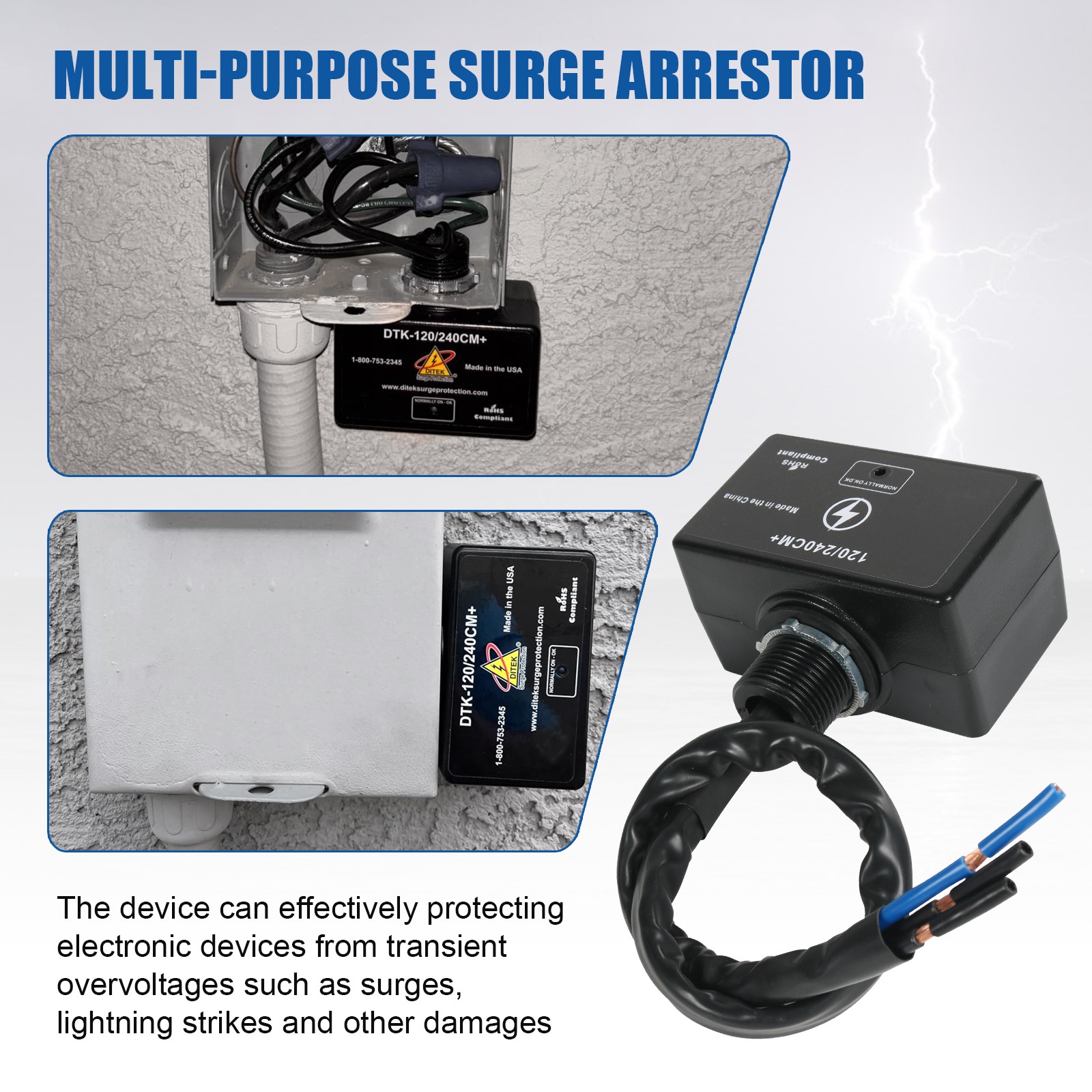 DTK-120HW Surge Protective Device (SPD) / AC Surge Suppressor