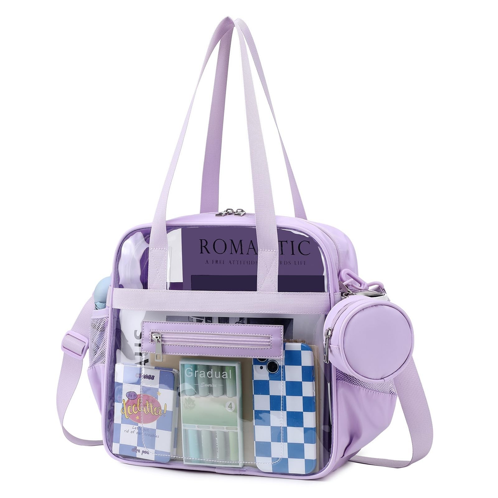 Clear Tote Bag 12x6x12 Stadium Approved Transparent Crossbody Bag with Multi ...