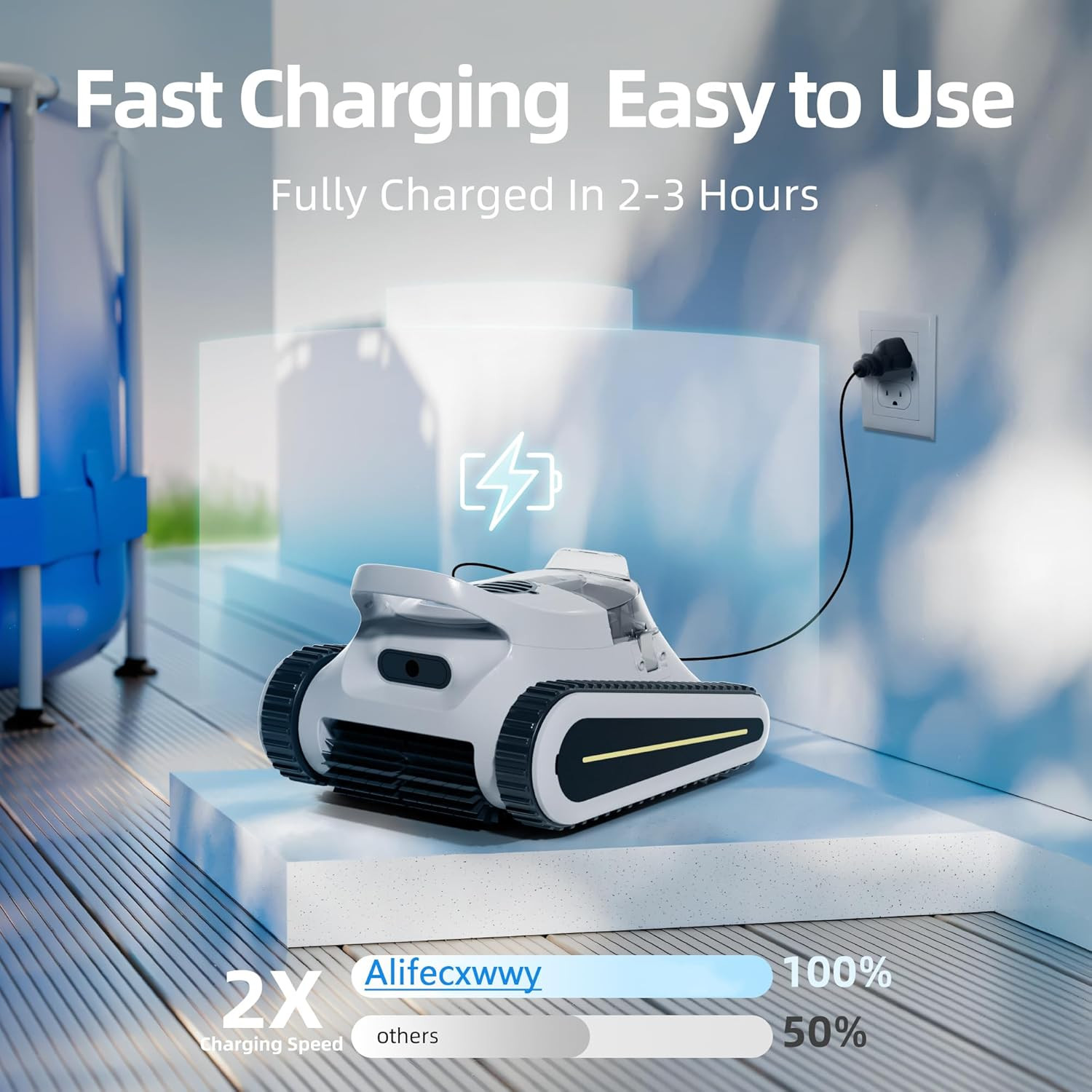 Automatic Robotic Pool Cleaner for Swimming Pools Self-Parking Wall Climbing