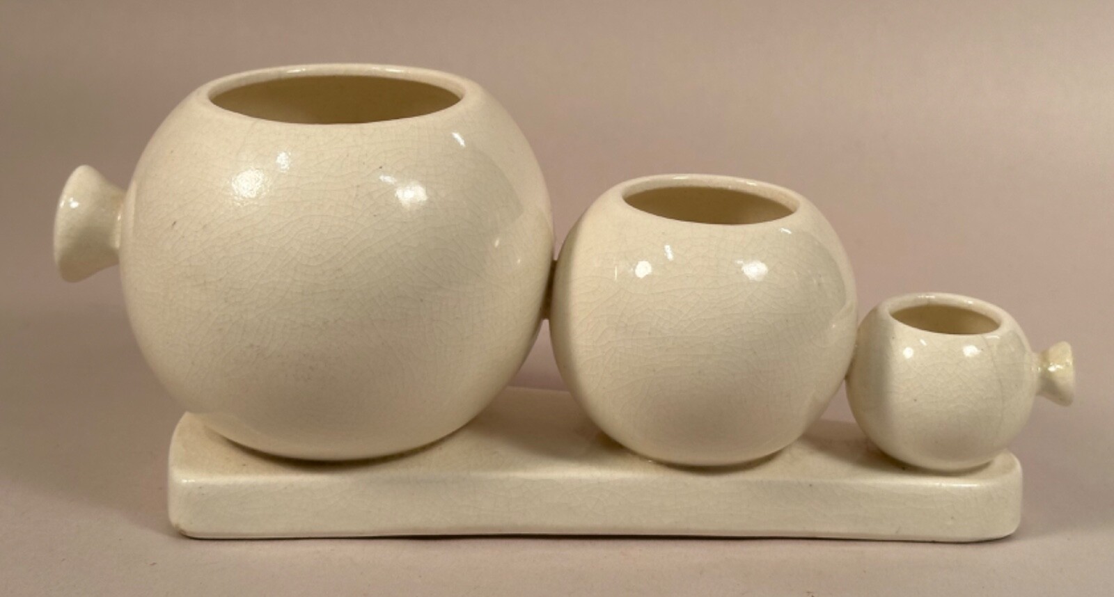 Art Deco Ceramic 3 Ball Planter, Japan