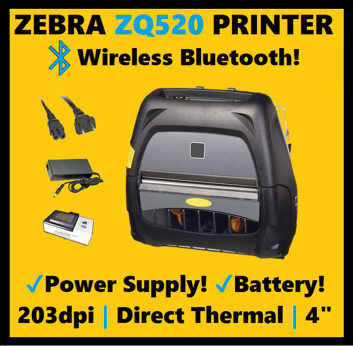 Zebra ZQ520 Wireless Label Printer, Bluetooth w/ Battery, Charger, Belt Clip!🔥⭐