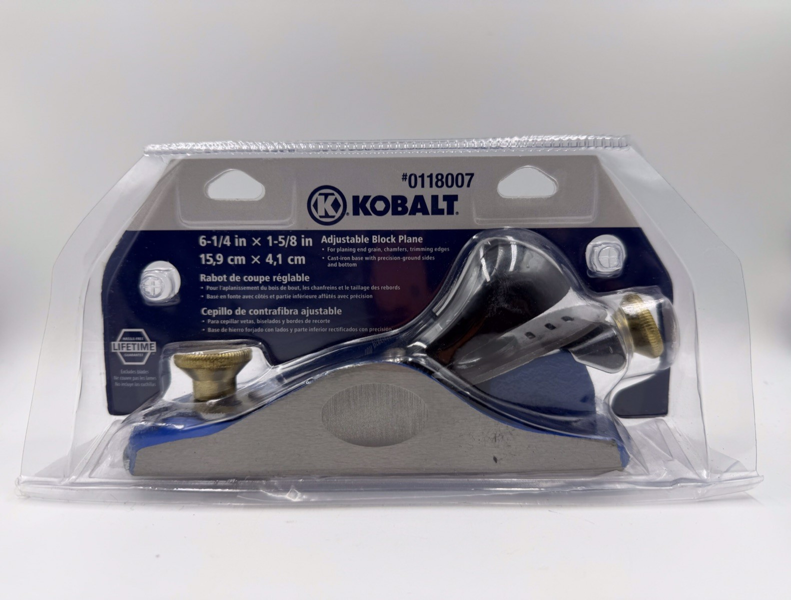 Kobalt Adjustable Block Plane 6 1/4" X 1 5/8" Model 0118007 W /Adjustable Blade.