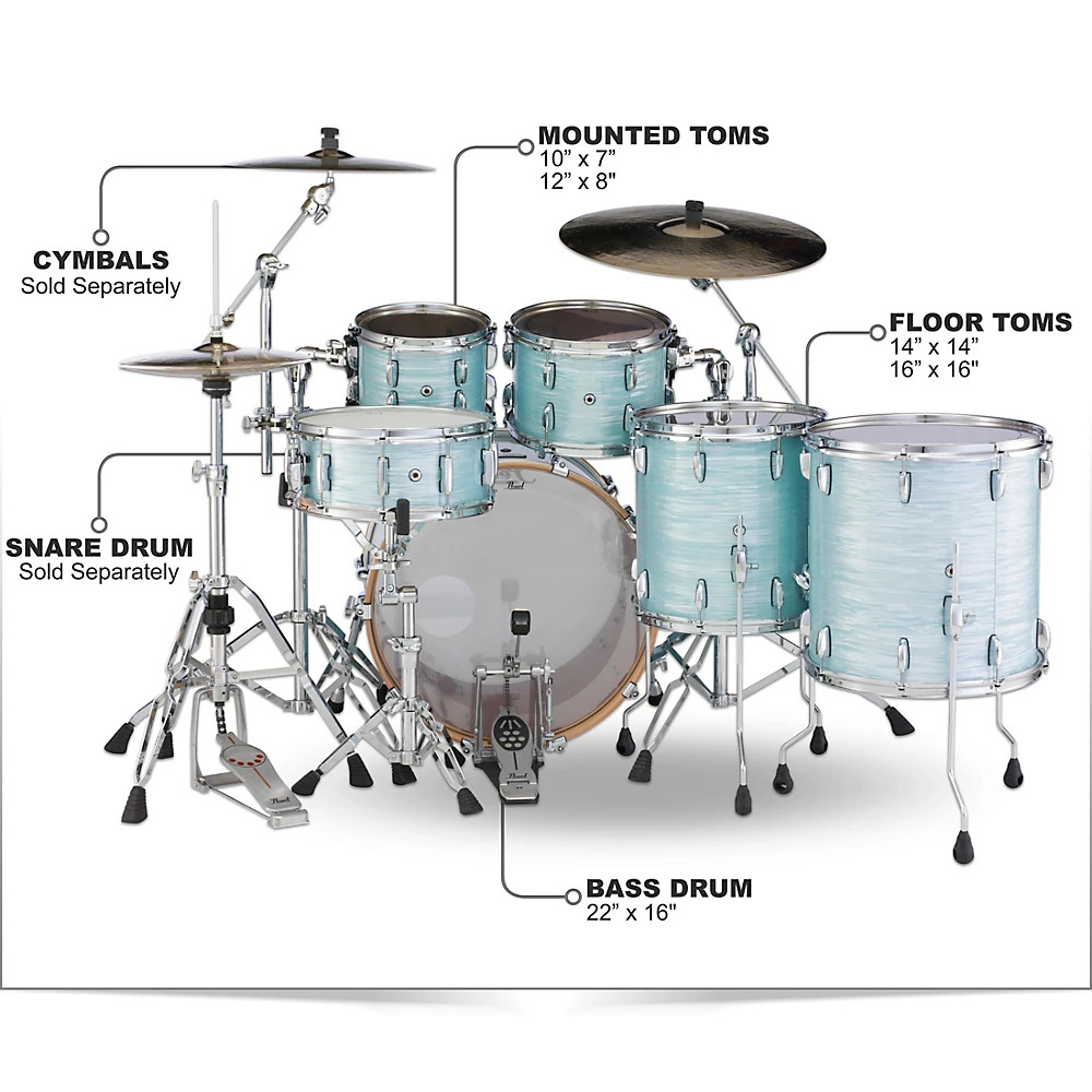 Pearl Session Studio Select Series 5-Piece Shell Pack Ice Blue Oyster