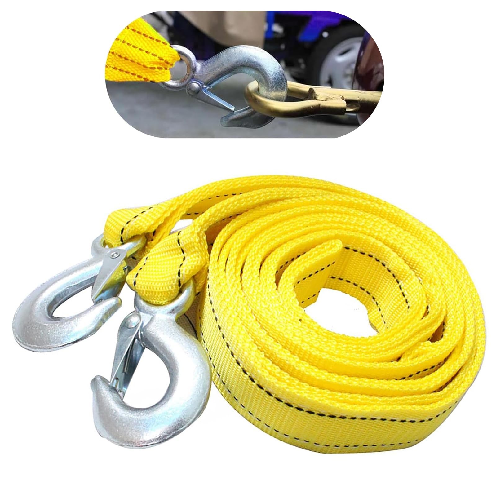 1 PC Car Tow Straps Heavy Duty with Hooks, 2 Inches X 20 Feet Nylon Strong Towin