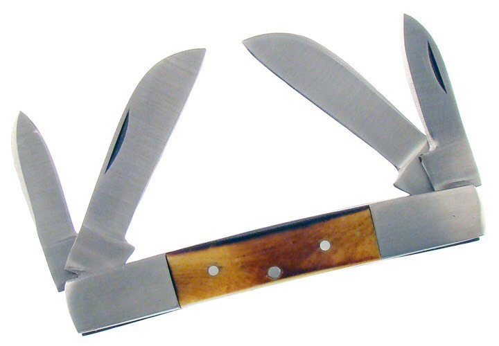 Frost Cutlery Congress 4" Bone Handle Folding Knife w/ 4 Blades RA1034-4