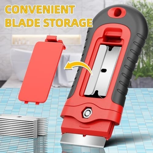 DIYSELF Razor Blade Scraper with 15 Extra Blades Glass Cooktop Window Cleaner