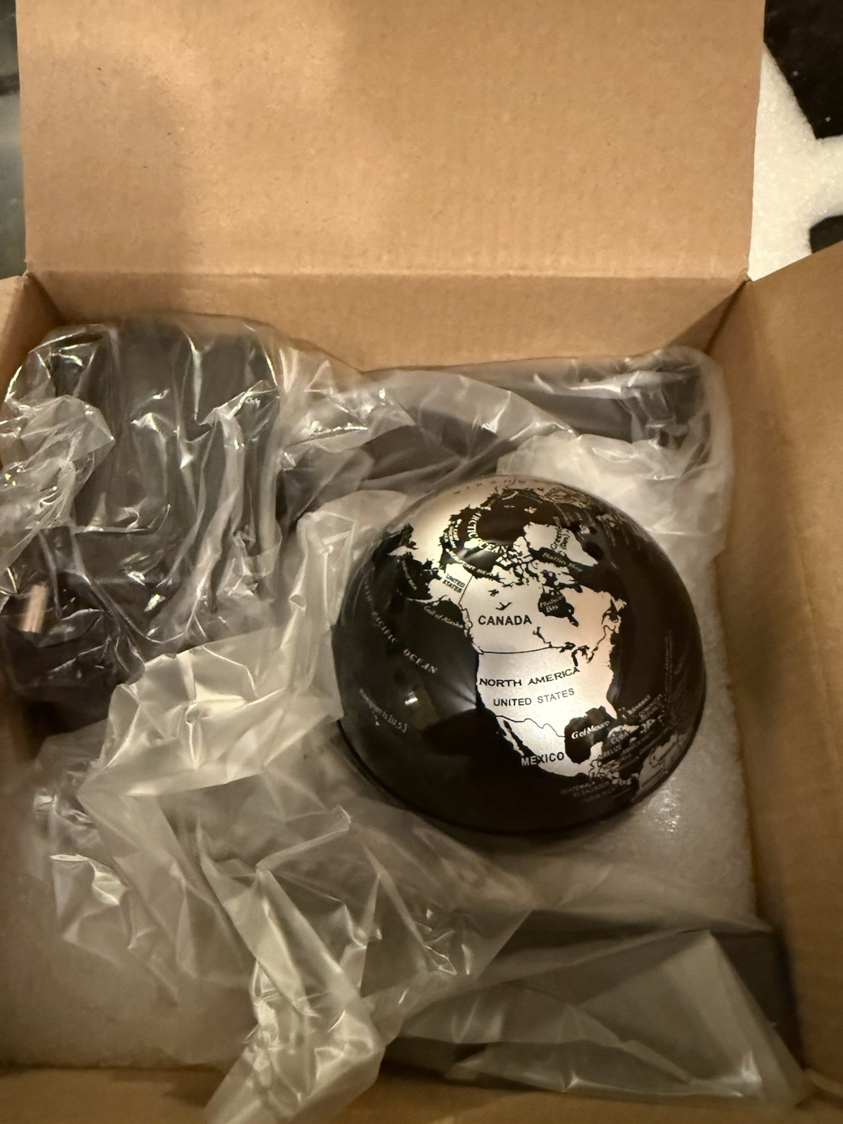 Globe Magnetic Levitation LED Tabletop Globe, Black Silver Plastic Decorative