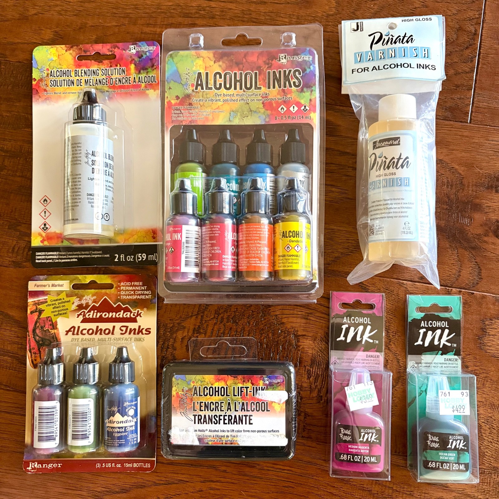 NWT Alcohol Inks, Lift-Ink, Blending Solution & Piñata Varnish Set