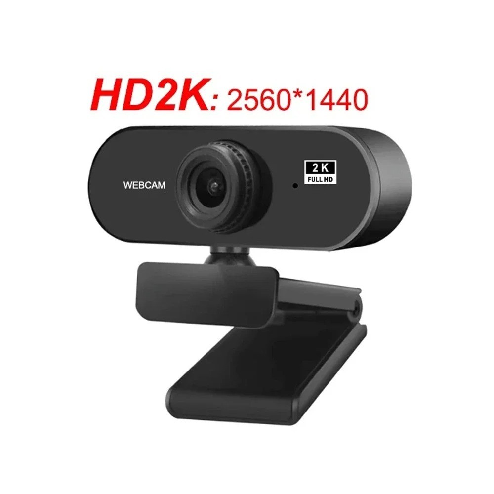 2K HD Web Camera with Microphone Ring Light Autofocus Pro Computer Gaming Webcam
