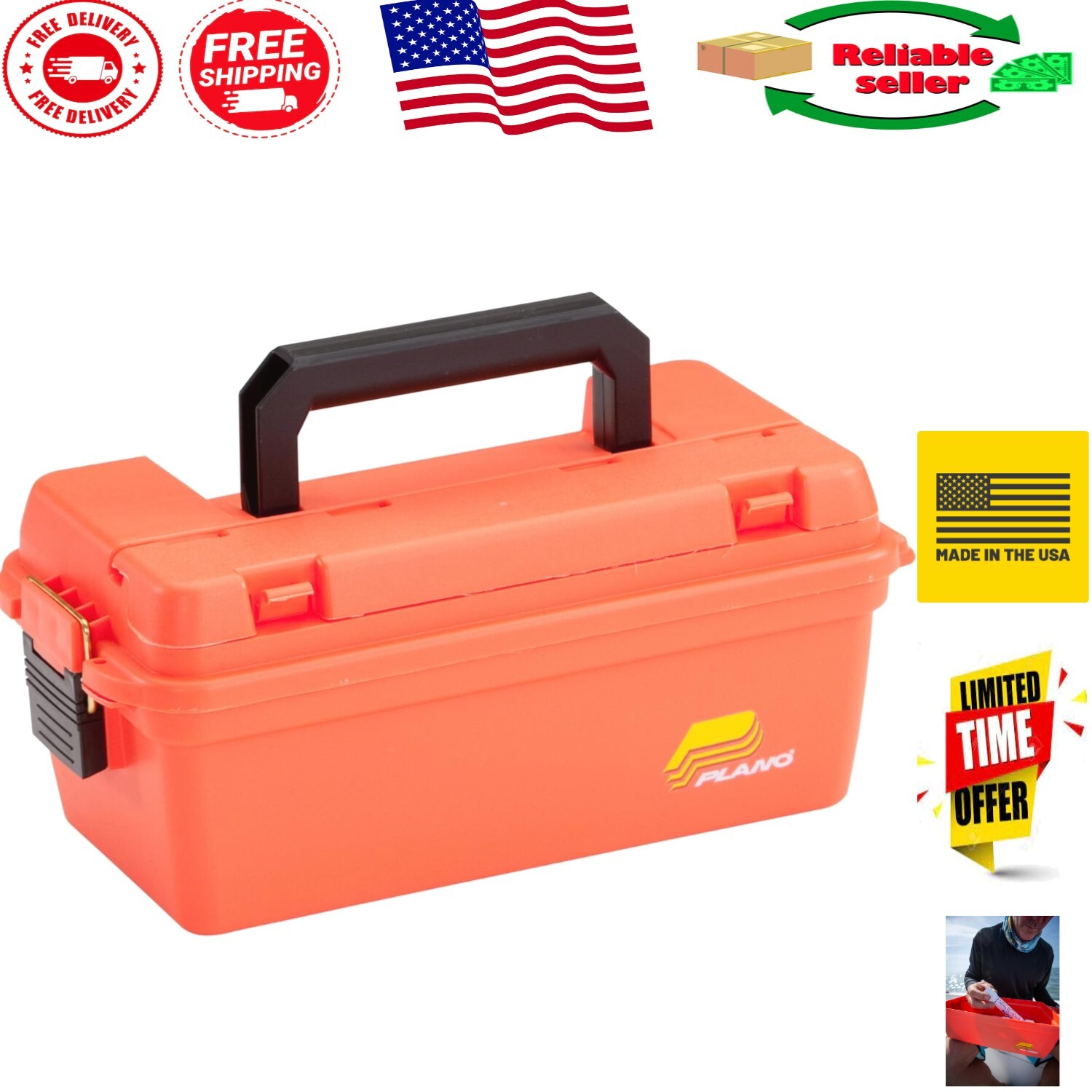 Water-Resistant Orange Storage Box for Emergency Supplies - Compact 8"x8"
