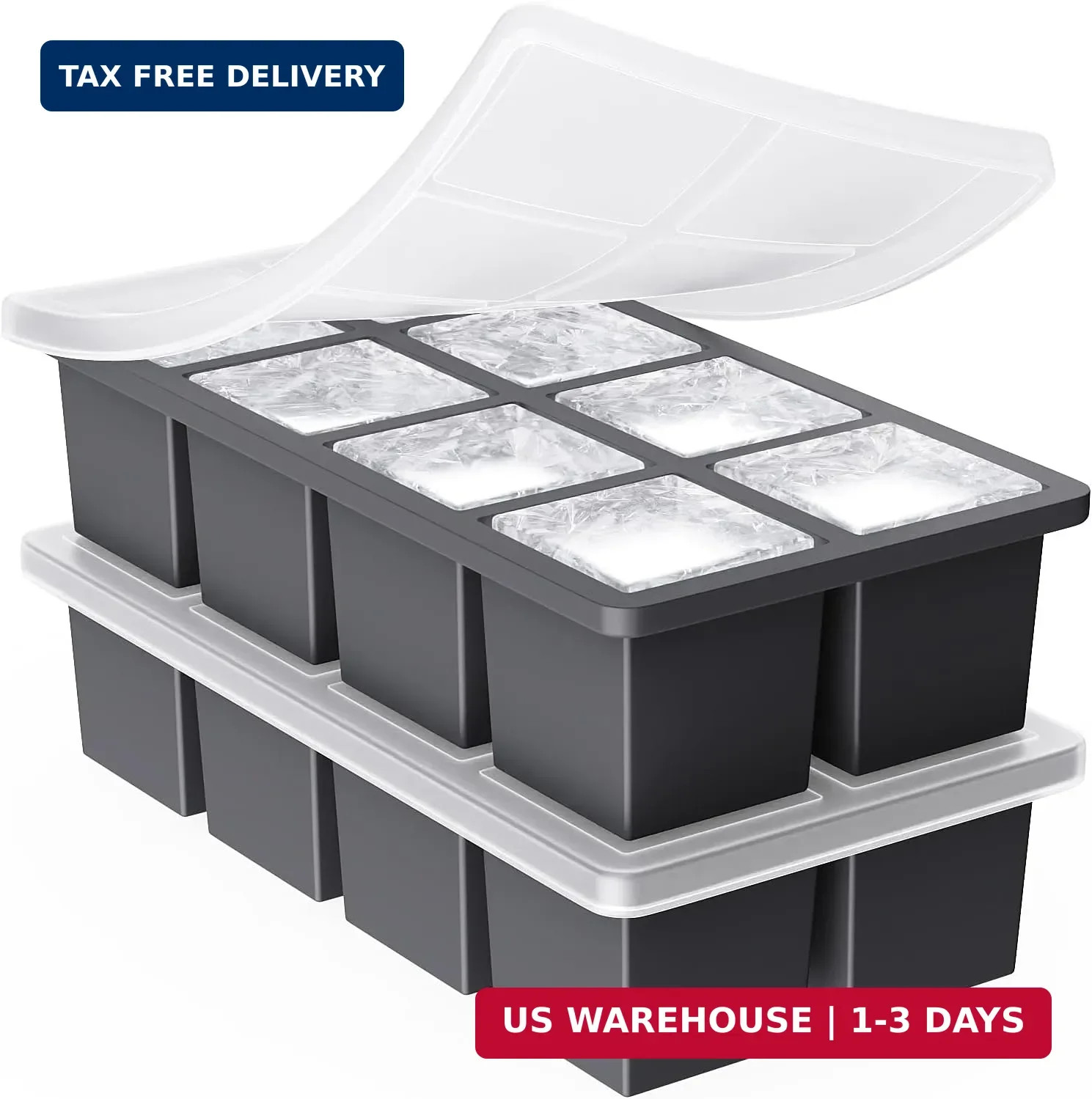 Large Ice Cube Trays for Whiskey: Big Silicone Ice Cube Trays 2Inch - Huge