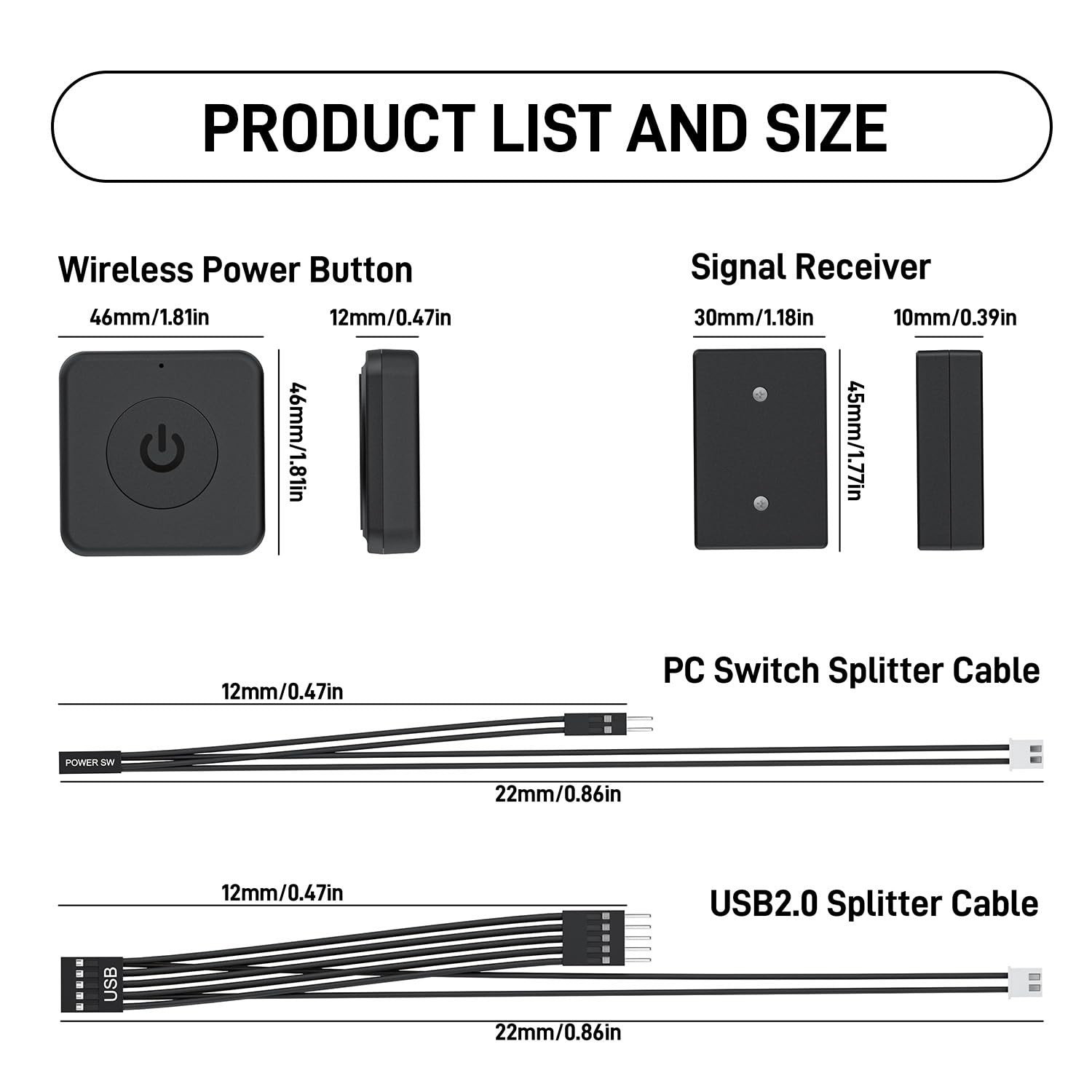 Wireless PC Power Button, Remote PC Power Switch for PC ON/Off, USB 2.0 Powered