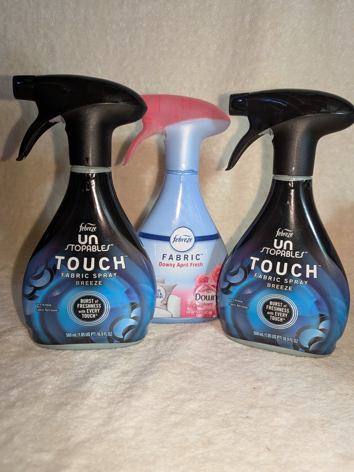 3ct  *NEW* Febreze Downy April Fresh & Unstopables Touch Fabric Spray Breeze HTF