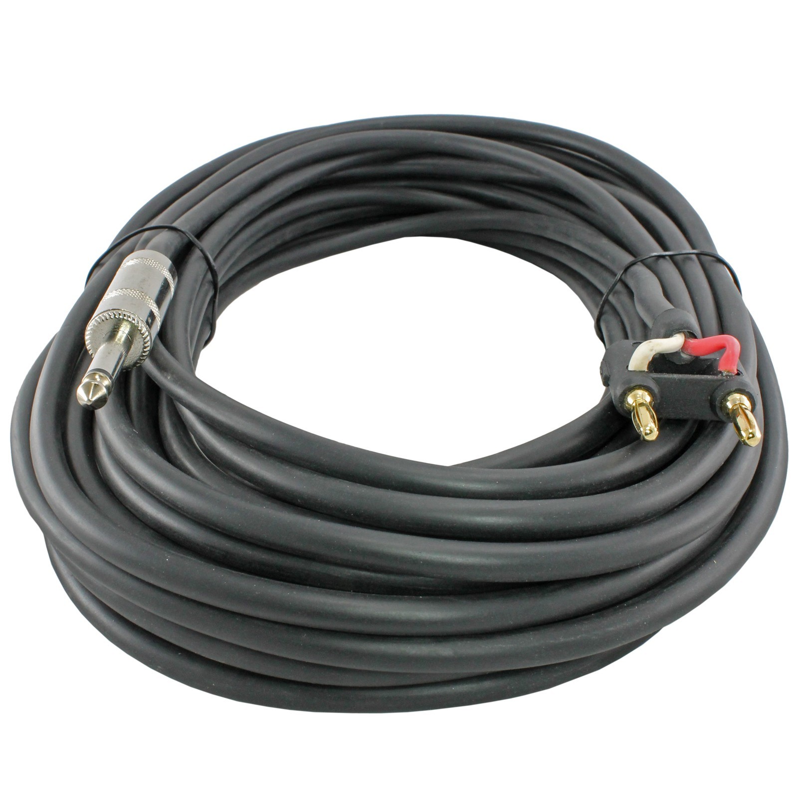50ft foot feet pro audio 1/4 to dual banana plug 18 ga gauge PA DJ speaker cable