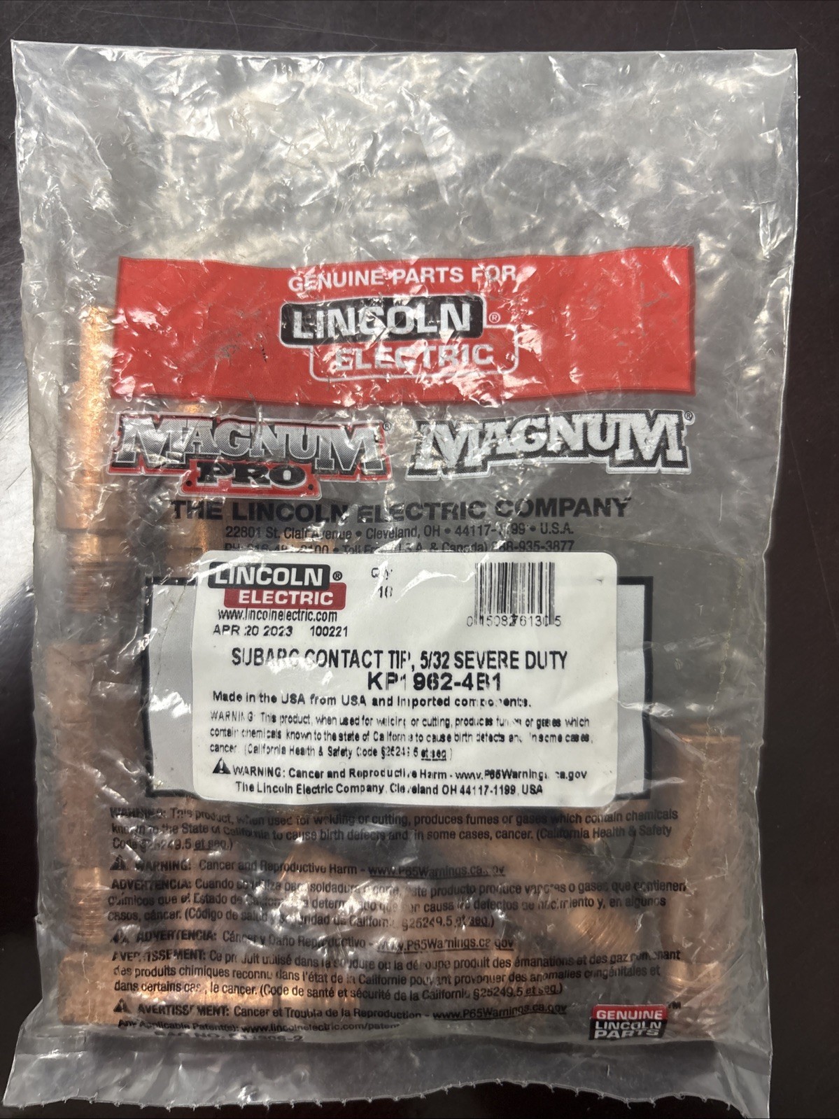Lincoln Electric KP1962-4B1 Nozzle Tip - 5/32" wire diameter, 10 pack
