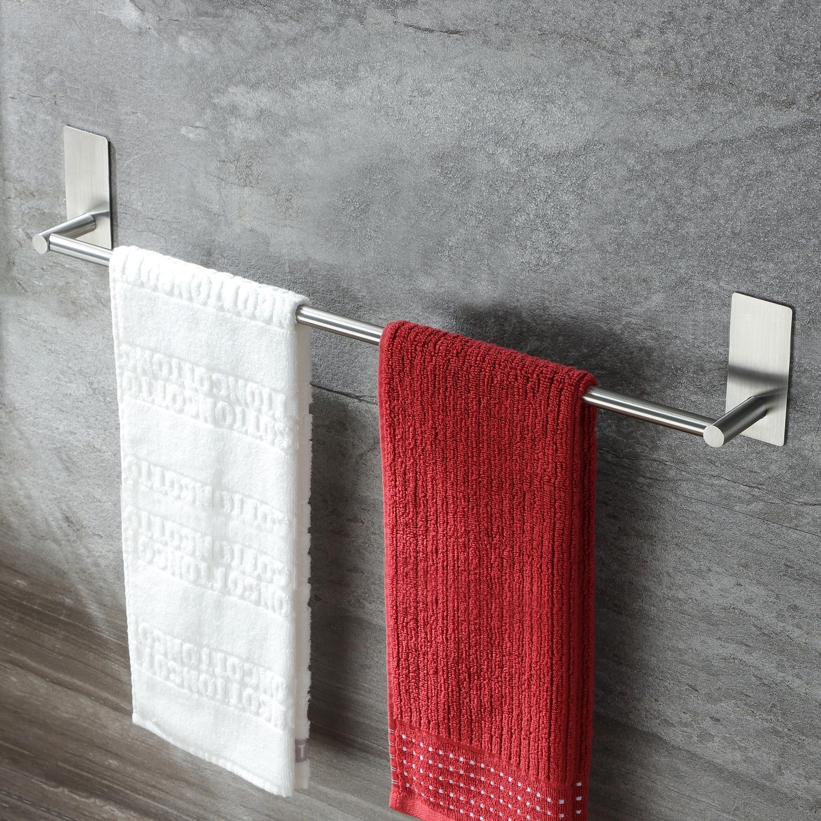 Taozun Towel Bar - 24 Inch Self Adhesive Holder, Hand 24-Inch, Silver