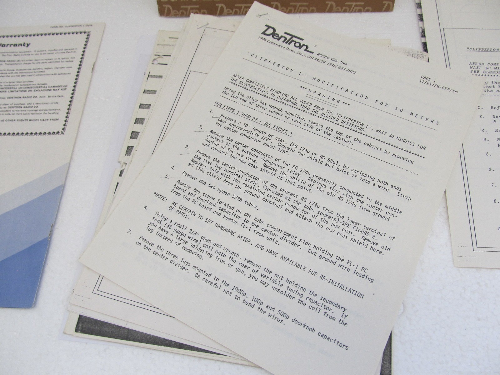 DENTRON CLIPPERTON L MANUAL ORIGINAL + Other Dentron Documents