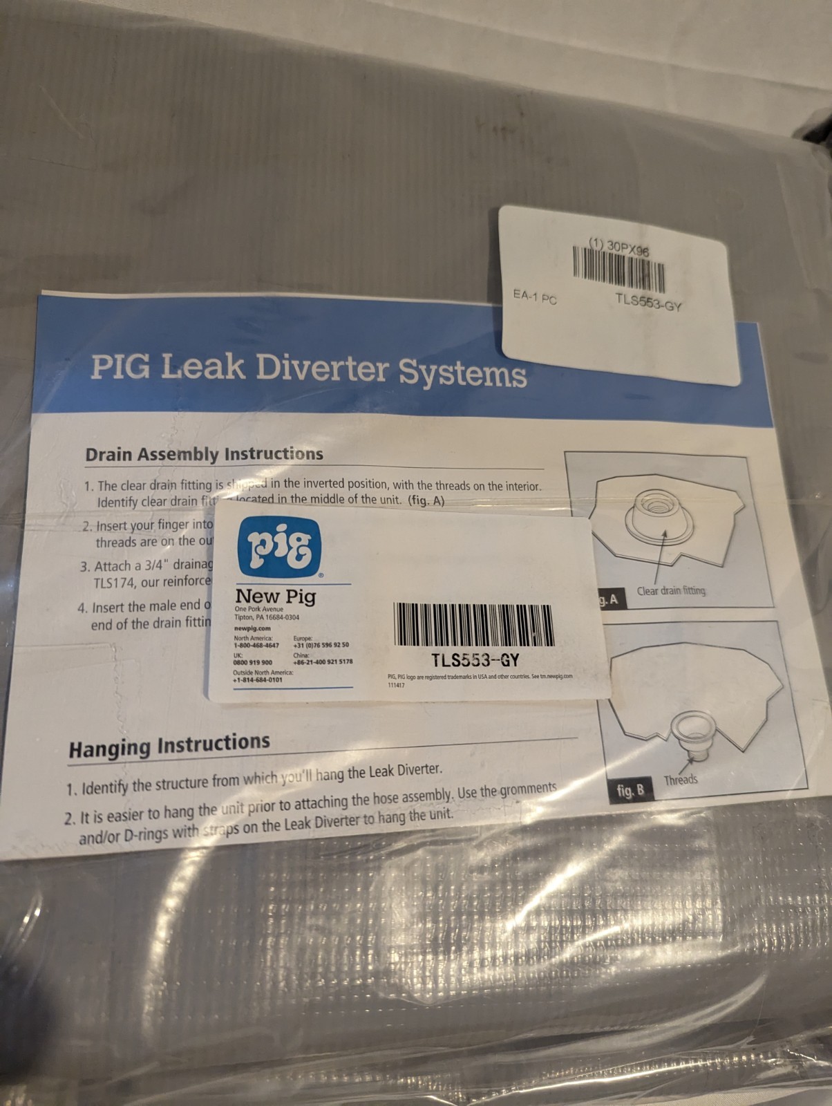 New Pig Leak Diverter System TLS553-GY Model TLS553-GY MPN TLS553-GY