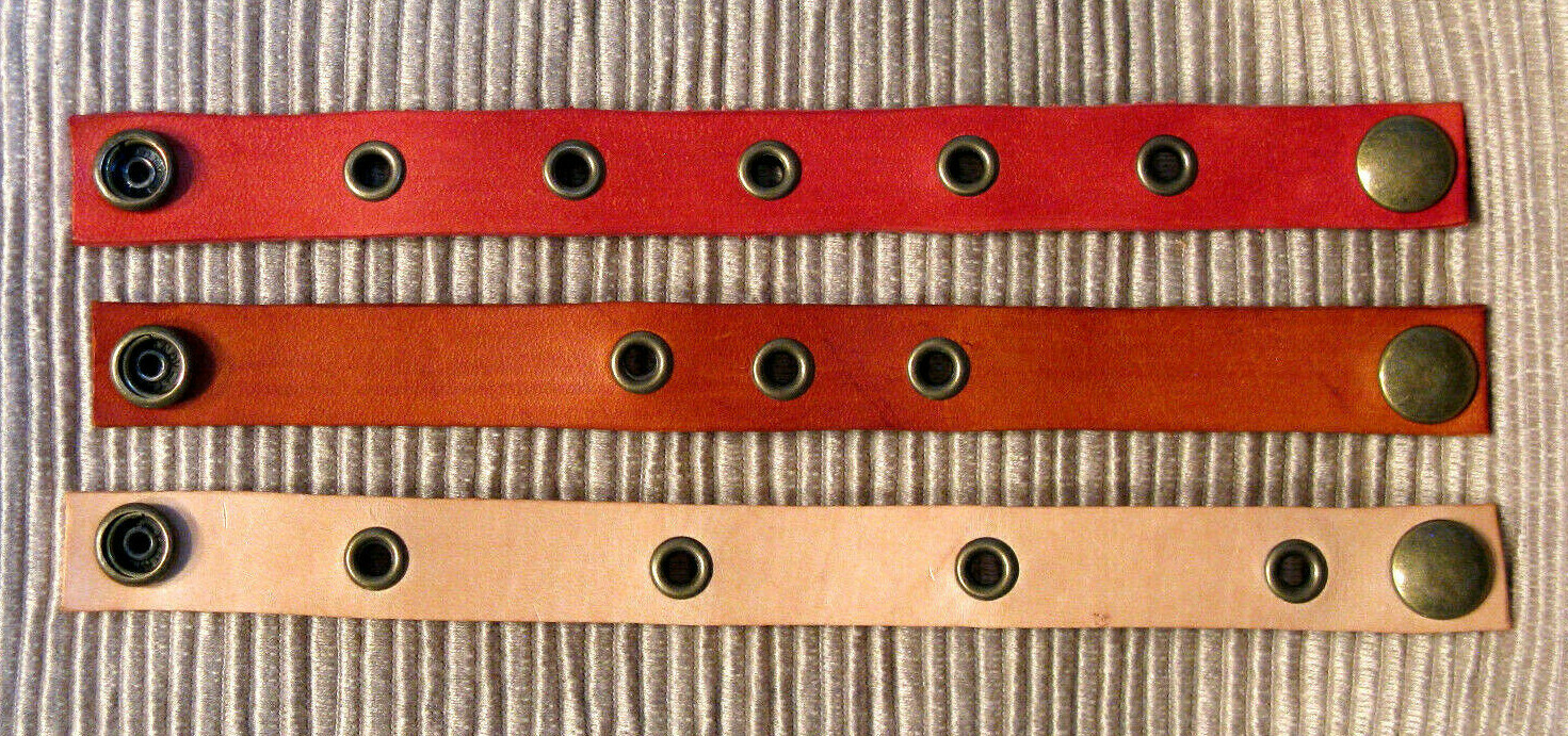 Custom Handcrafted Genuine Leather "Rivet" Design Cuff Trio
