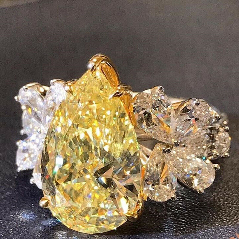 925 Silver Plated Ring Women Fashion Cubic Zircon Engagement Jewelry Sz 6-10