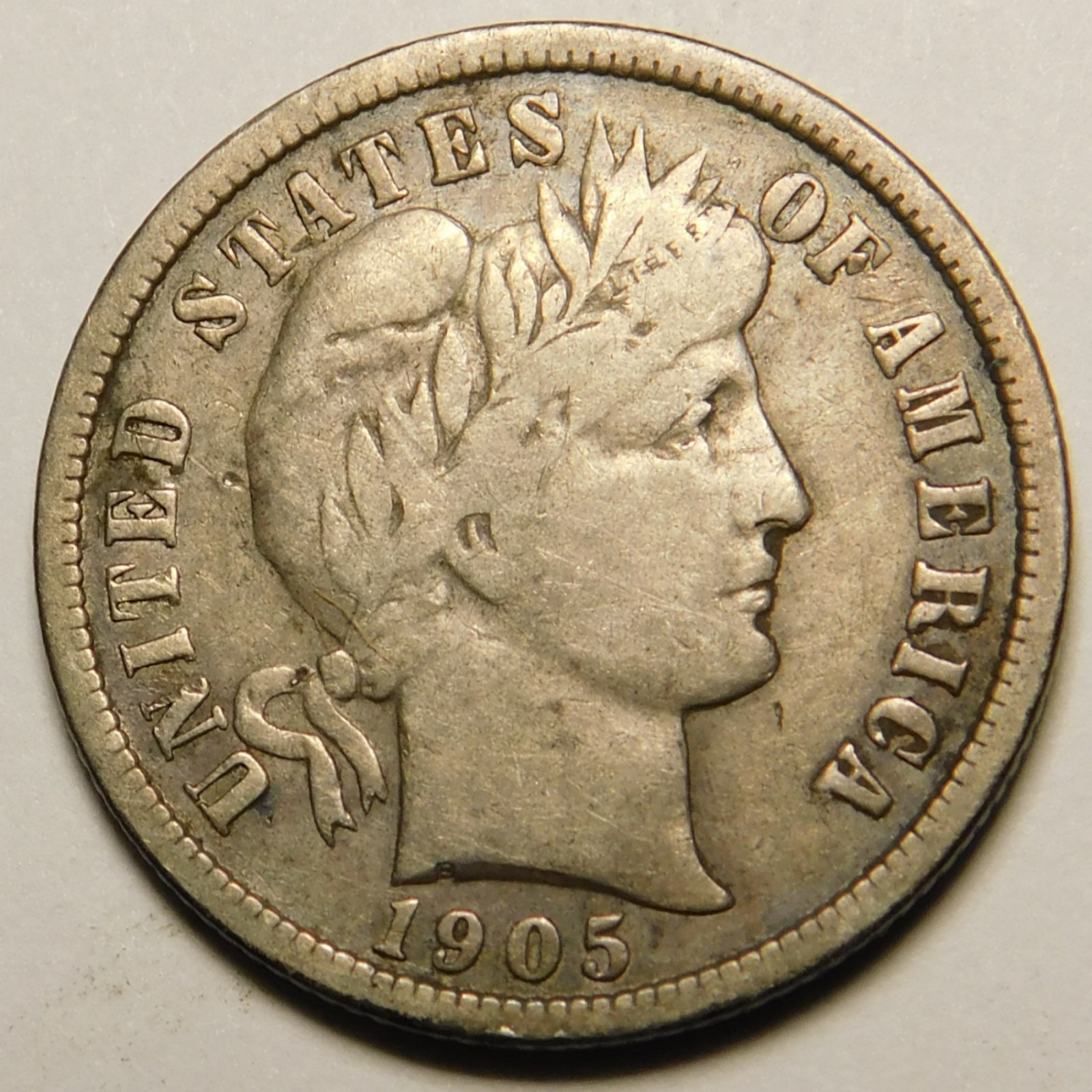 1905 S Barber Dime 90% Silver F-VF  "Actual Coin Pictured - Not Cleaned"