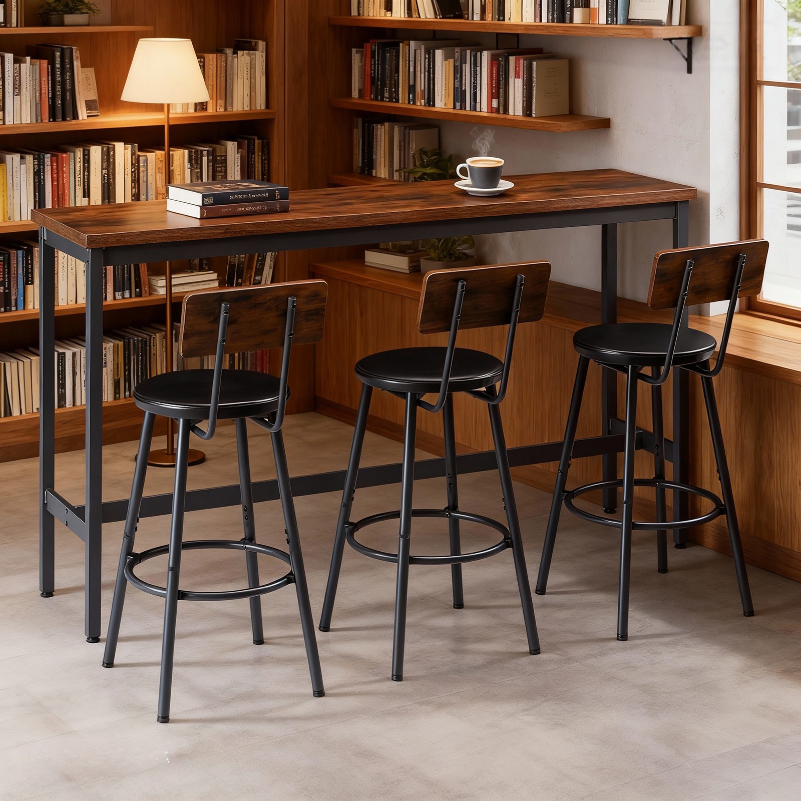 Bar Table and Chairs Set for 3, 4 Piece Industrial Dining Table Set