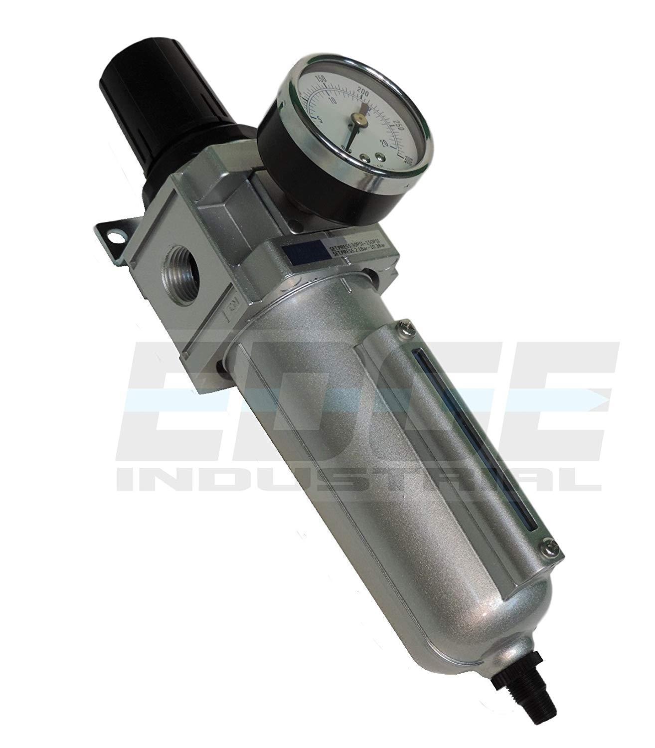 HEAVY DUTY FILTER REGULATOR FOR COMPRESSED AIR TUBING, PIPING, COMPRESSOR, 1/2"