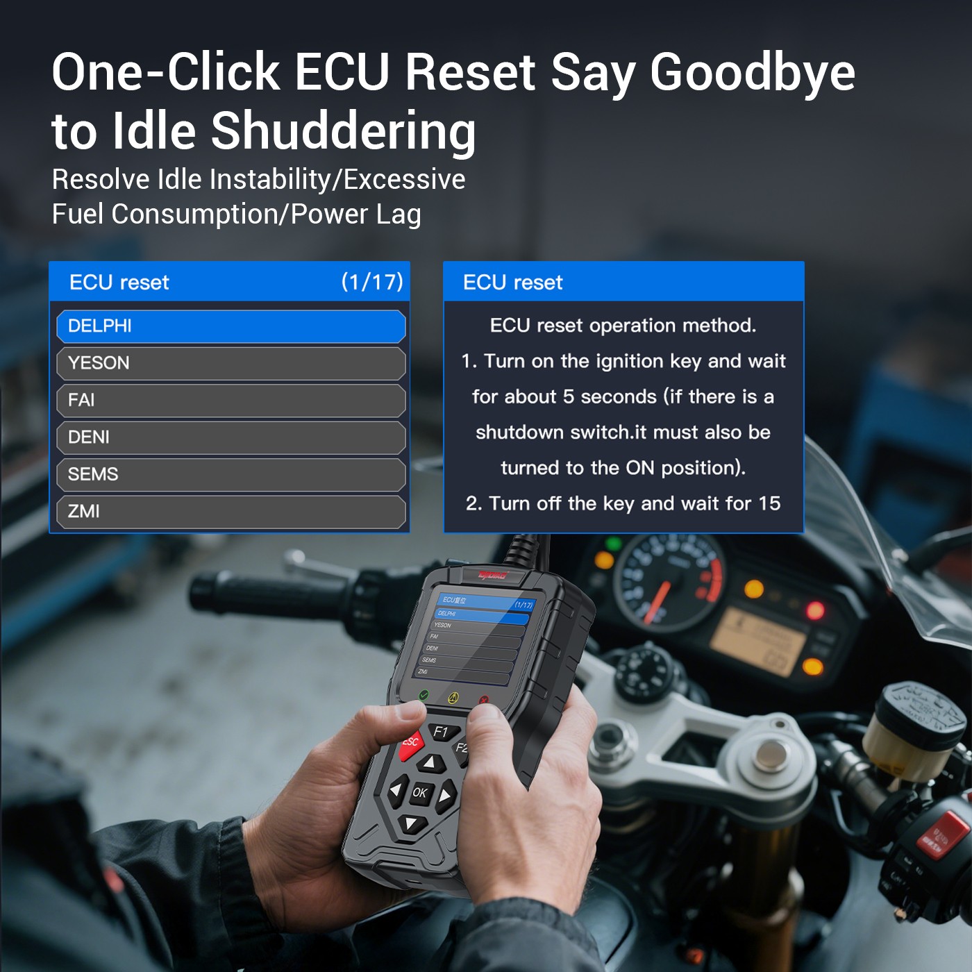 Motorcycle Vehicle OBD2 Scanner Fault Code Read Car DTC Lookup Diagnostic Tool