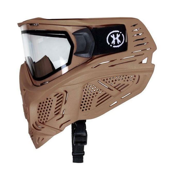 Airsoft Skull Paintball Full Face Goggle Mask - Tan w/ Clear Anti-Fog Lens