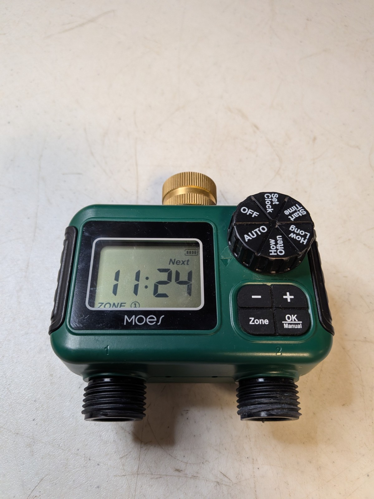 2-Zone Water Timer Brass Inlet/Outlet, Programmable Outdoor Timer