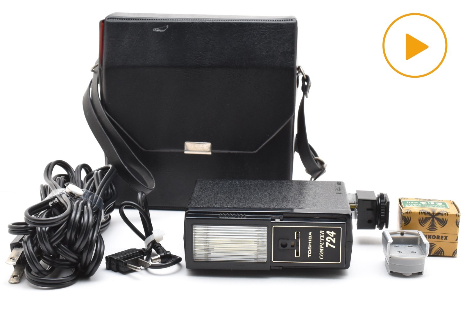 ⏯️ Rare *MINT* TOSHIBA COMPUTER 724 External Flash w/Case & Coupler From JAPAN