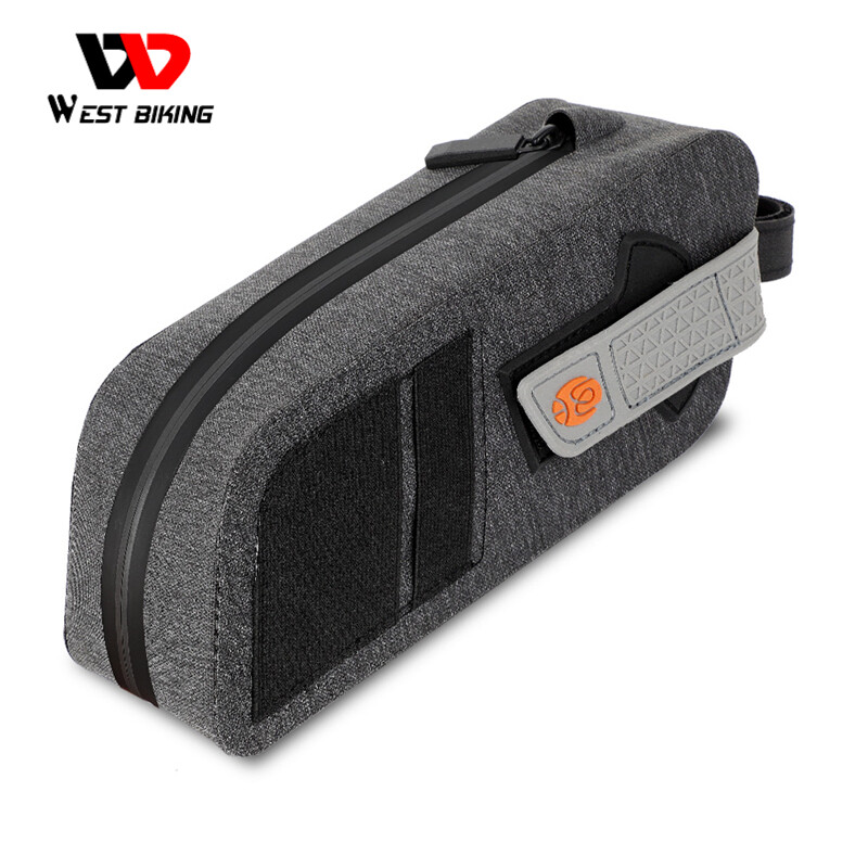 Bicycle Front Frame Bag Cycling Bike Saddle Bag Top Tube Bike Bag Storage Gray