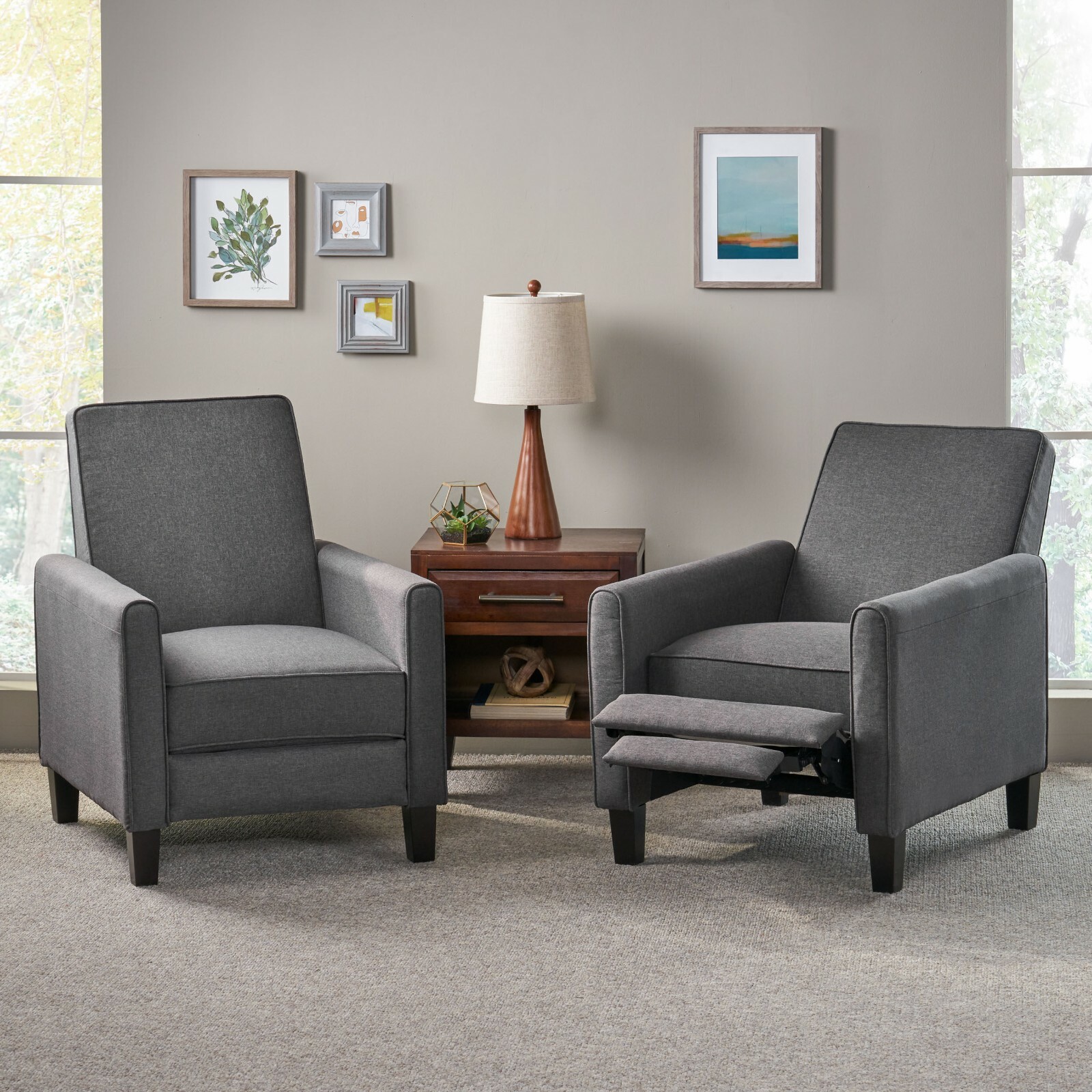 Lucas Contemporary Fabric Recliner (Set of 2)